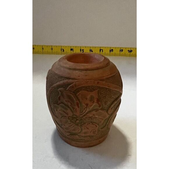 Pate & Bass Terracotta Vase Vintage 1992 Decorative Art Pottery Clay Votive Rare - Picture 1 of 11